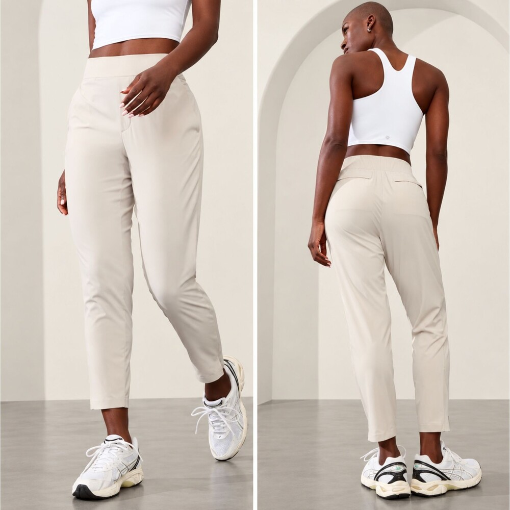 Athleta Brooklyn Beige Ankle Pants Sz 12 Abalone